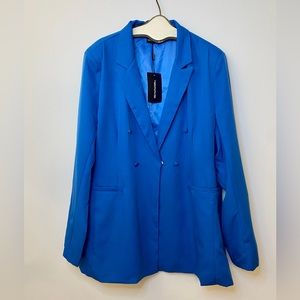 PrettyLittleThing Plus Blue Double-Breasted Blazer (NWT)